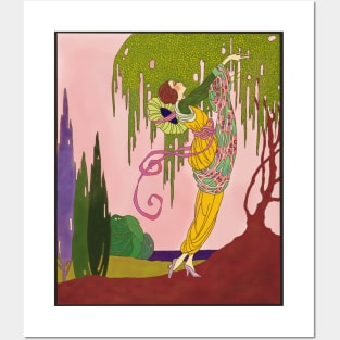 Art Nouveau Lady (on pink) Posters and Art